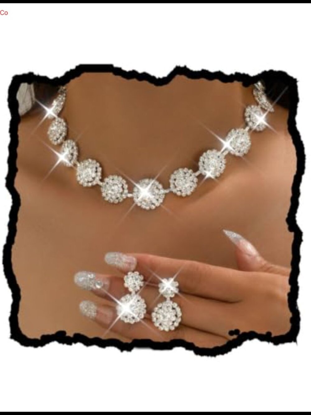 Crystal Rhinestone Bridal Wedding Jewelry Set Necklace Earrings Formal Costume